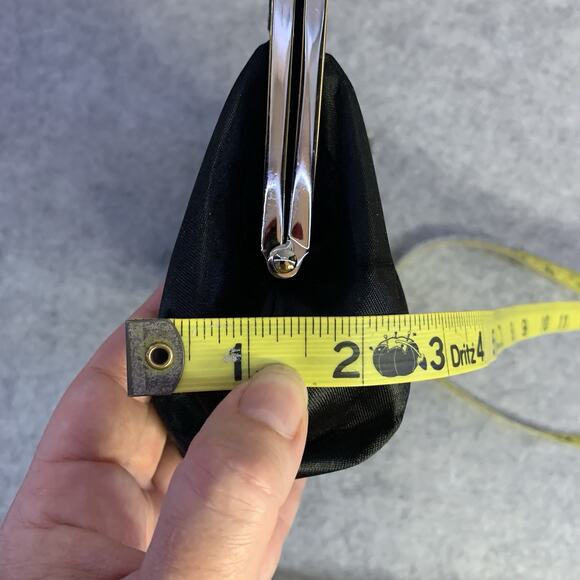 VTG Worthington Black Satin Clutch Purse Silver Chain Shoulder Bag 12”x6” - Picture 10 of 11